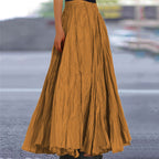 Women's Flowy Pleated A-Line Maxi Skirt