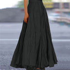 Women's Flowy Pleated A-Line Maxi Skirt