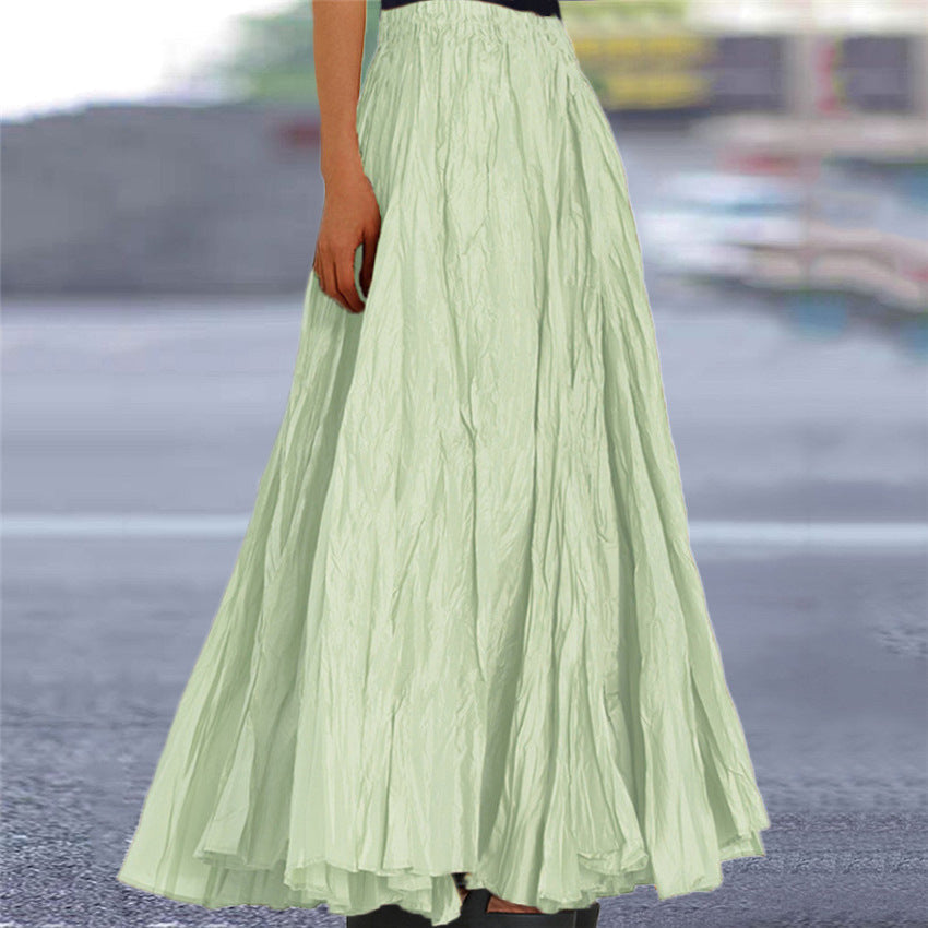 Women's Flowy Pleated A-Line Maxi Skirt