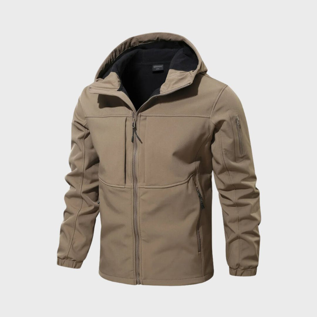 Men's Water Repellent Hooded Softshell Jacket Flexible Outdoor Layer