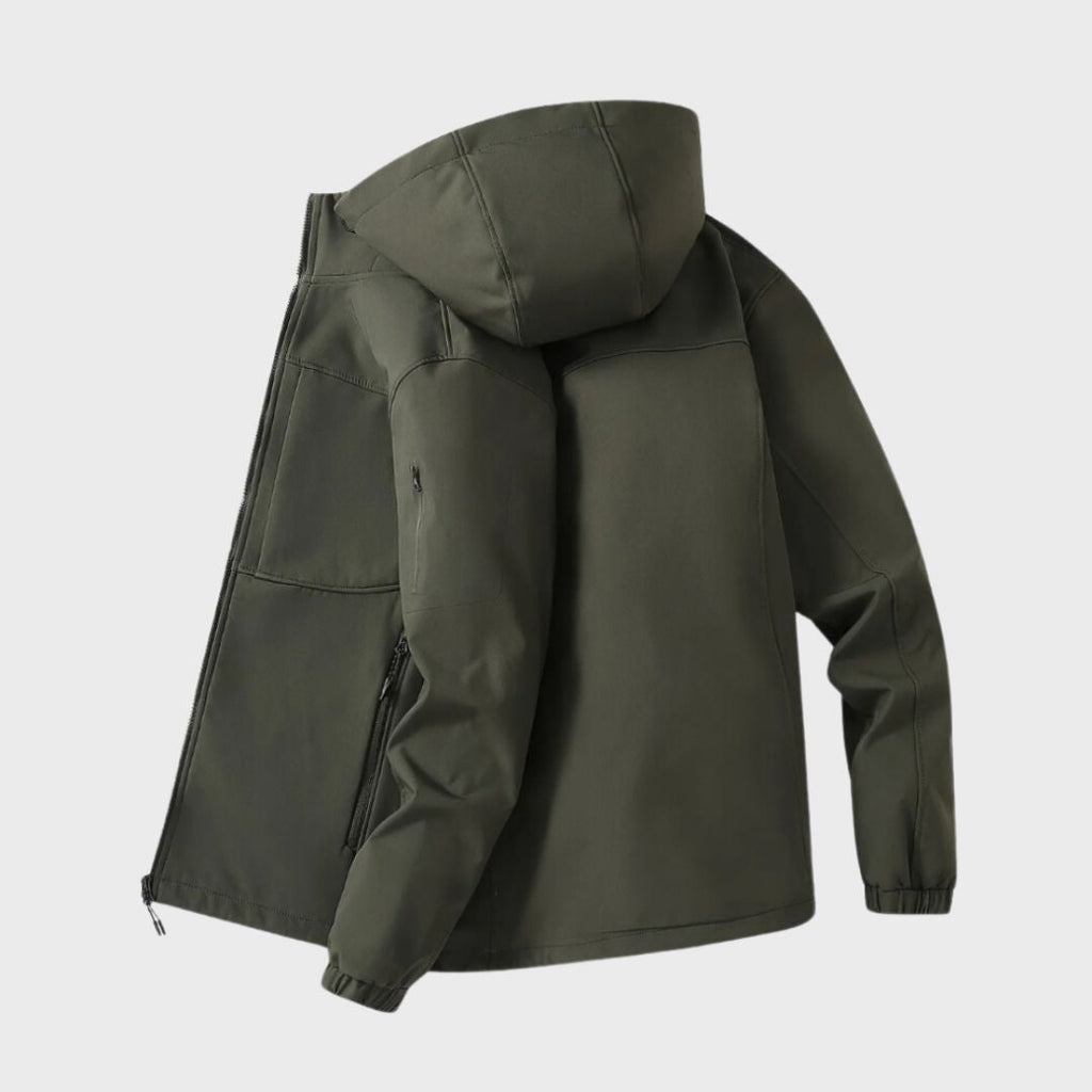 Men's Water Repellent Hooded Softshell Jacket Flexible Outdoor Layer