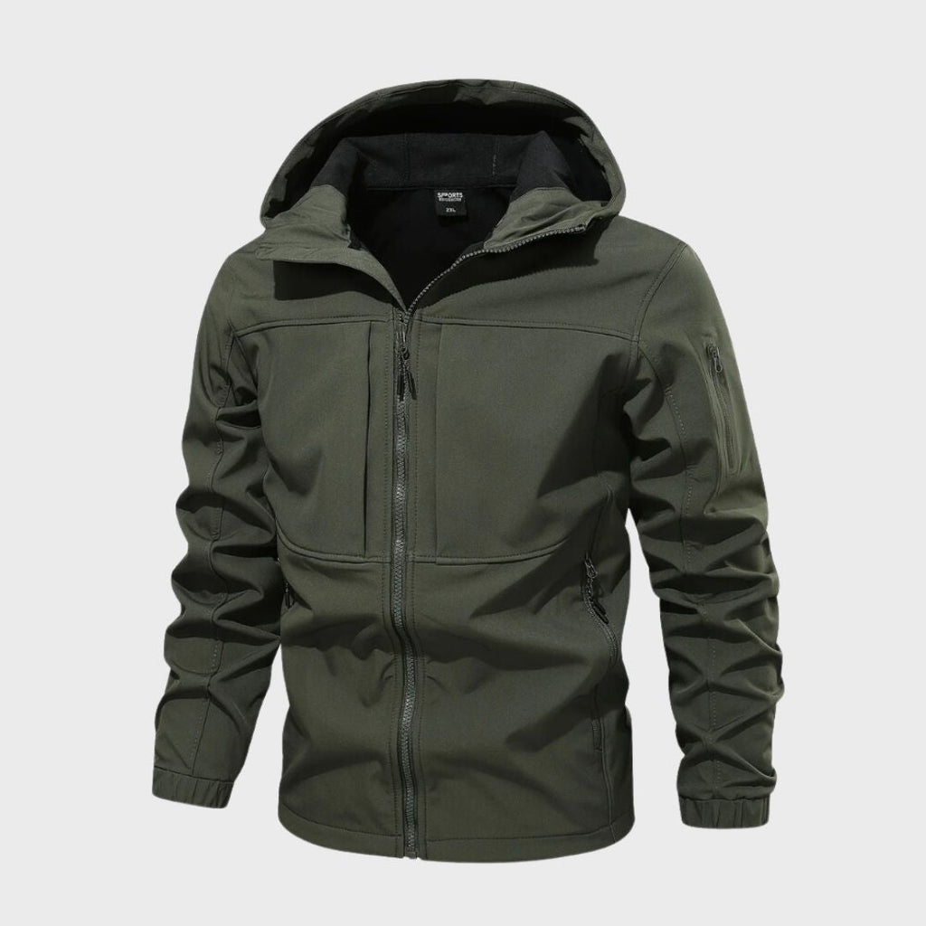 Men's Water Repellent Hooded Softshell Jacket Flexible Outdoor Layer
