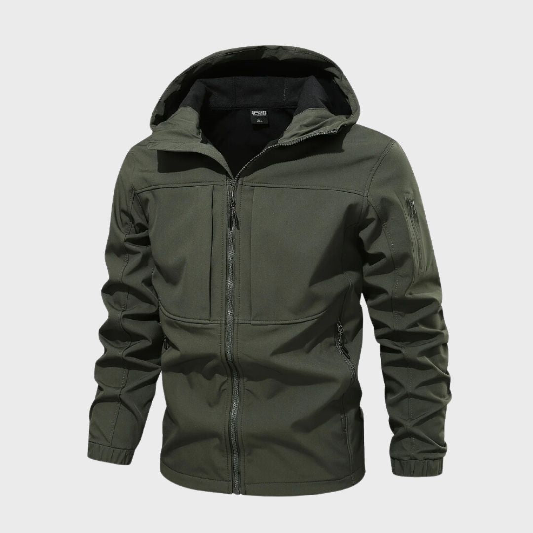 Men's Water Repellent Hooded Softshell Jacket Flexible Outdoor Layer