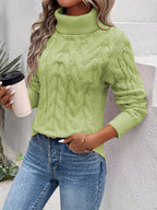 Women's Cable Knit Turtleneck Sweater