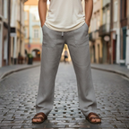 Men's Wide Leg Drawstring Pull On Trousers