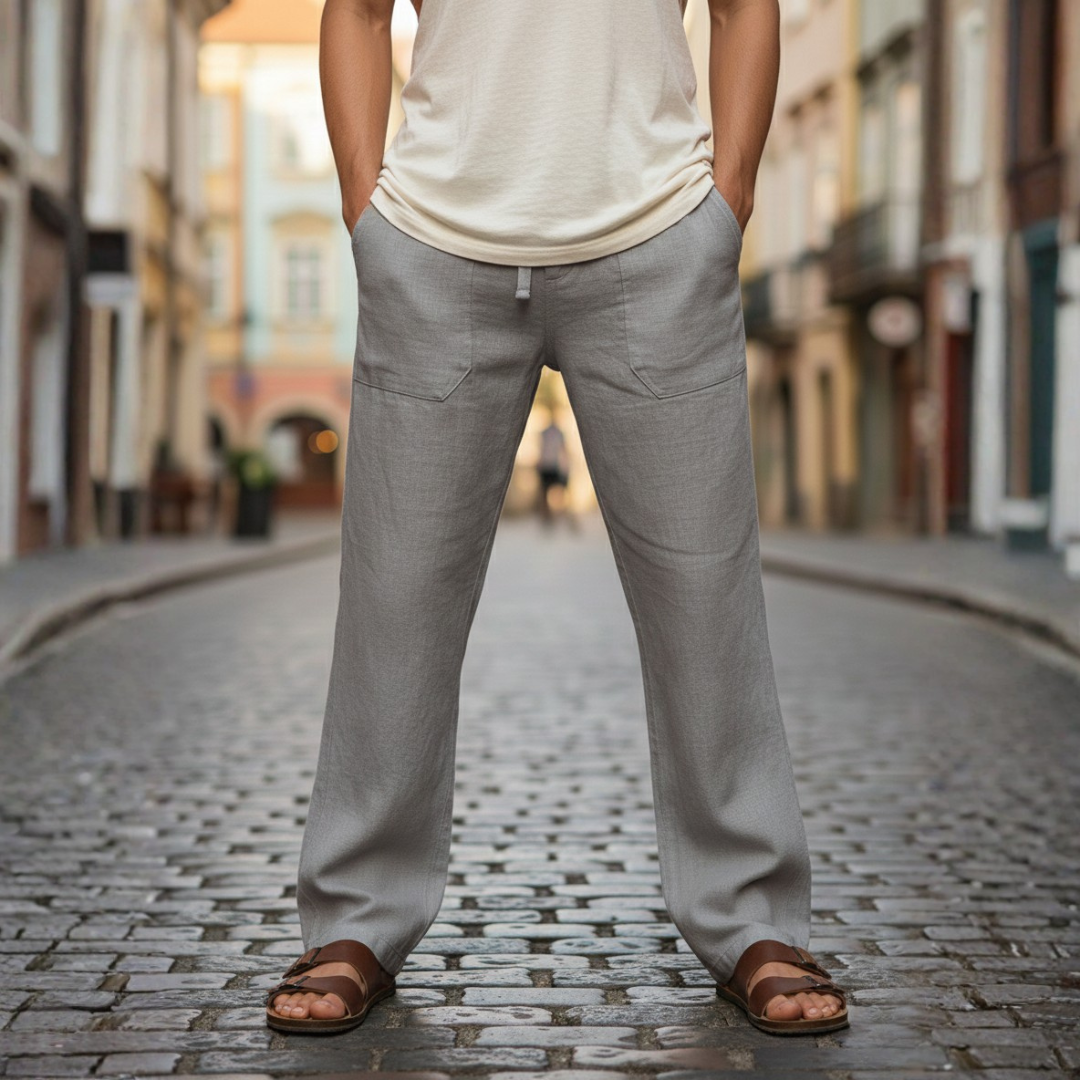 Men's Wide Leg Drawstring Pull On Trousers