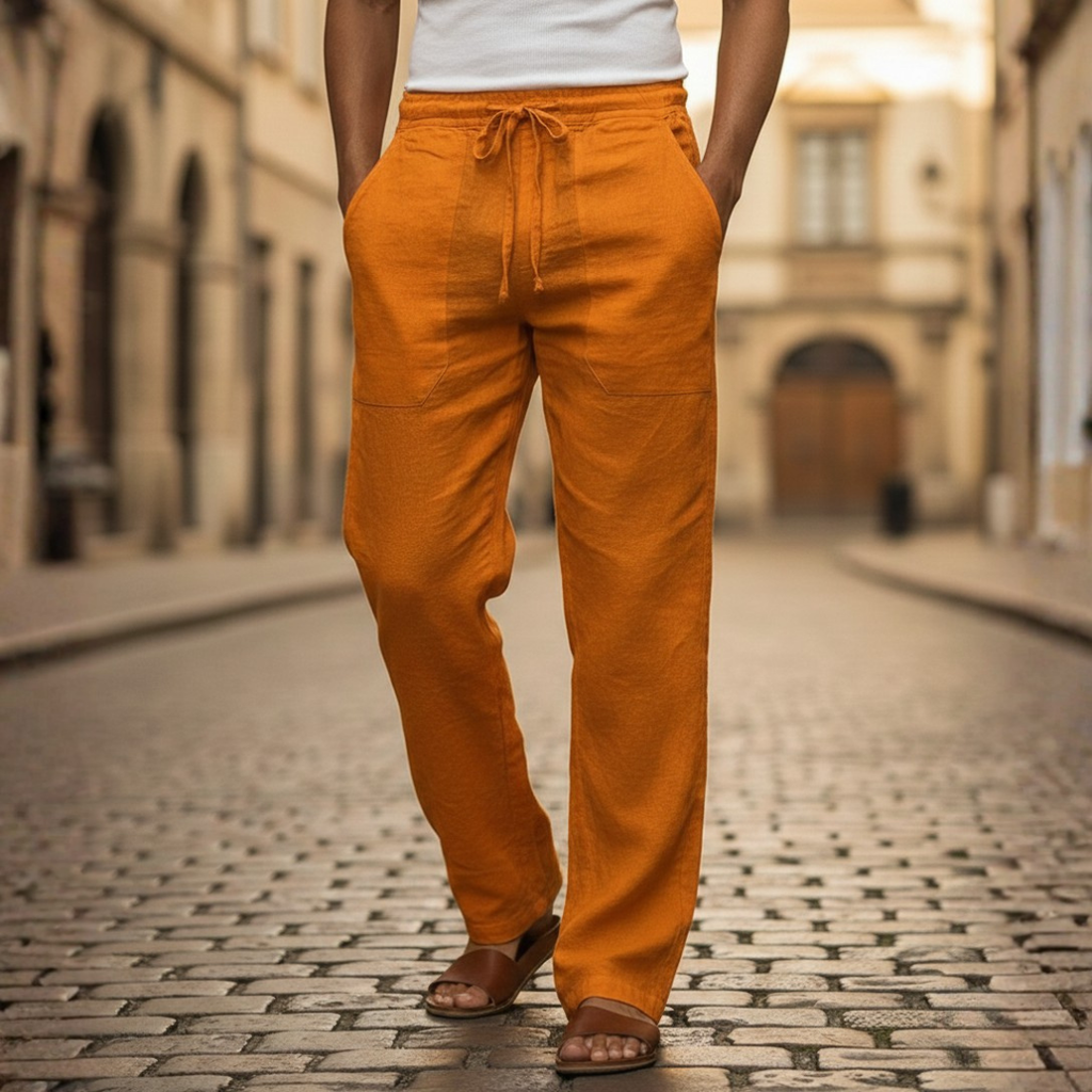 Men's Wide Leg Drawstring Pull On Trousers