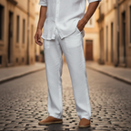 Men's Wide Leg Drawstring Pull On Trousers