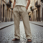 Men's Wide Leg Drawstring Pull On Trousers