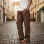 Men's Wide Leg Drawstring Pull On Trousers