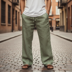 Men's Wide Leg Drawstring Pull On Trousers