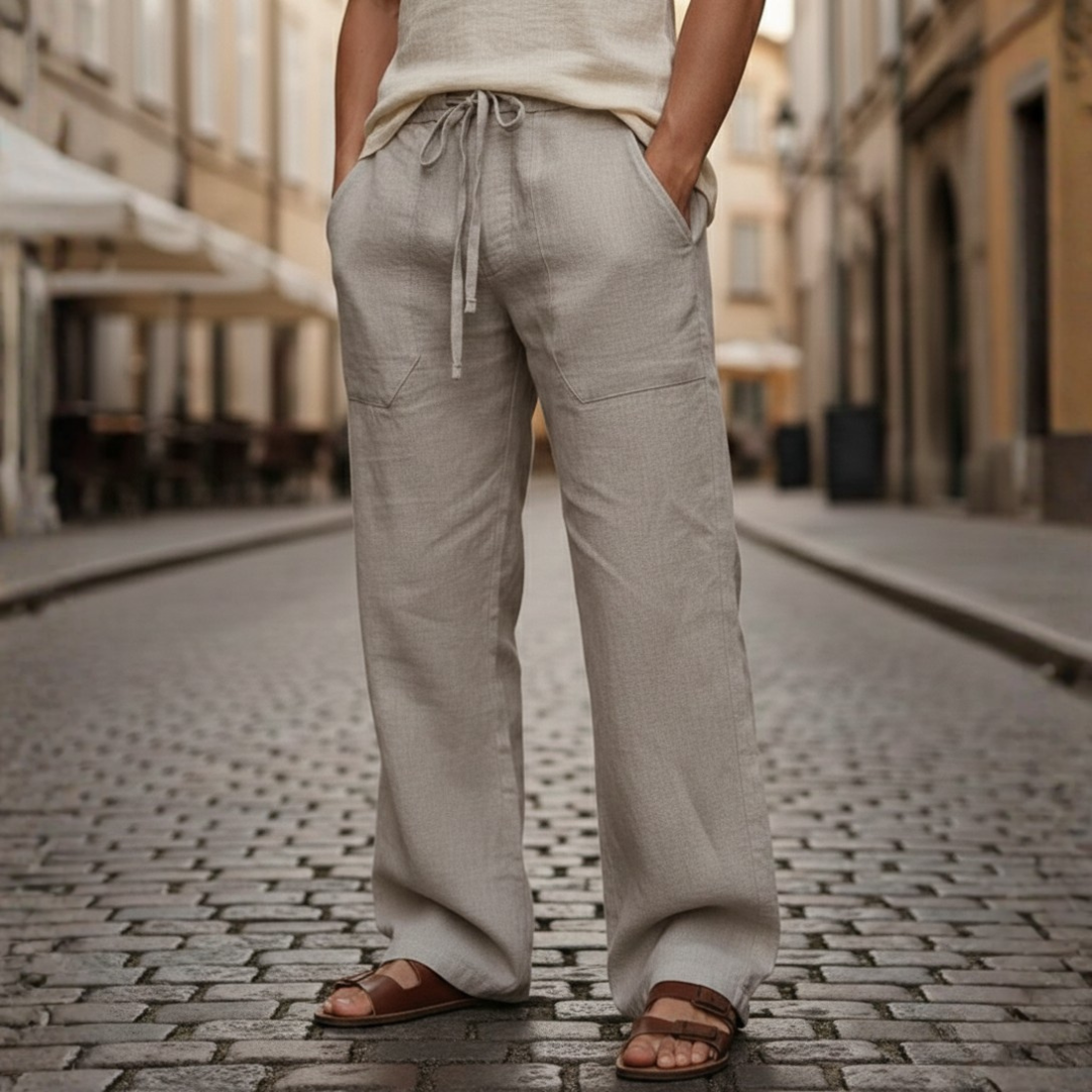 Men's Wide Leg Drawstring Pull On Trousers