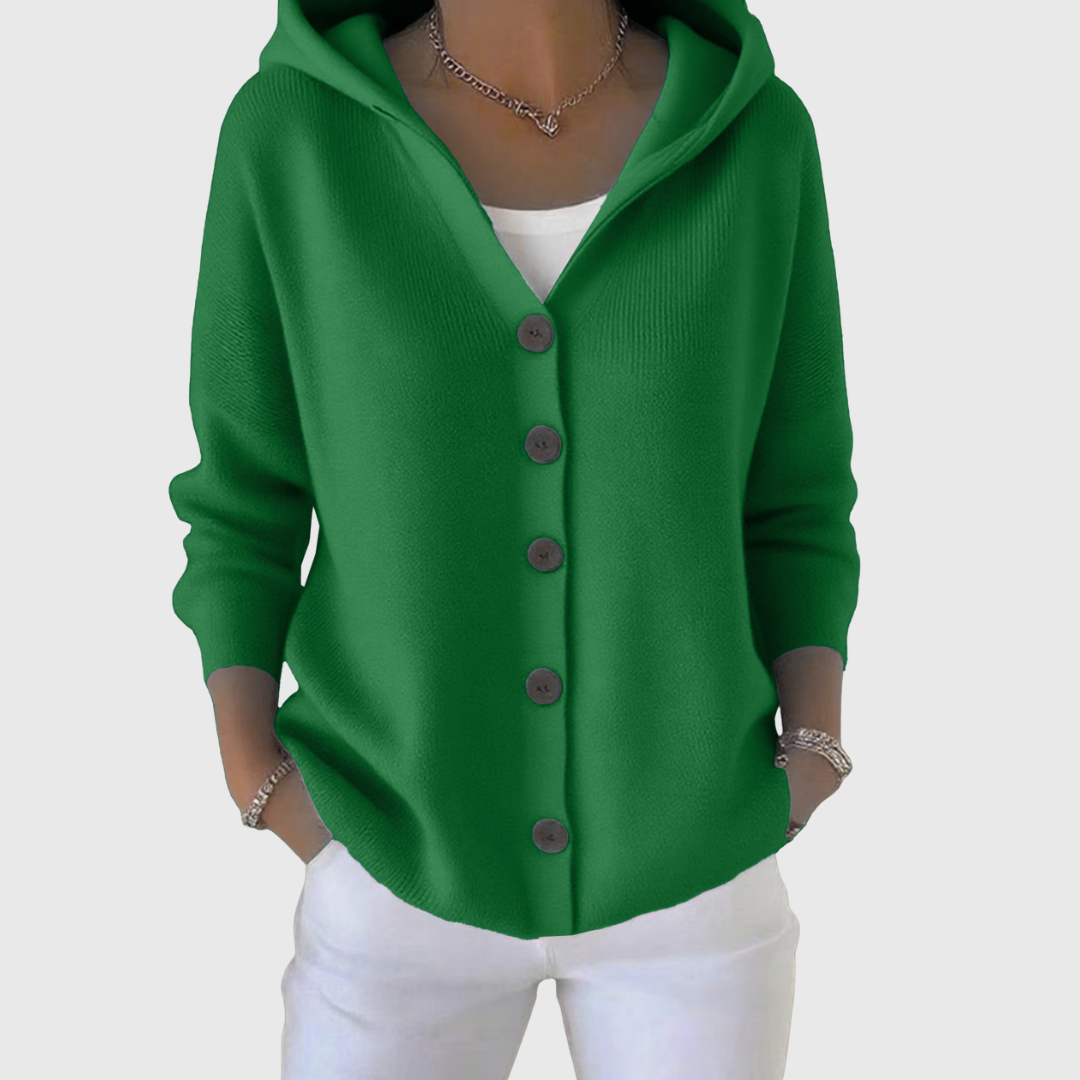 Women's Hooded Button-Down Cardigan Sweater