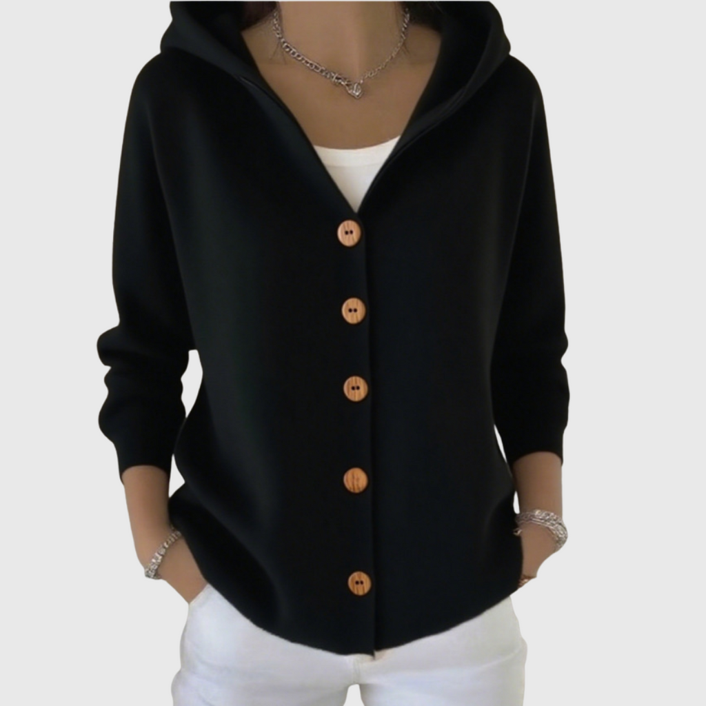 Women's Hooded Button-Down Cardigan Sweater