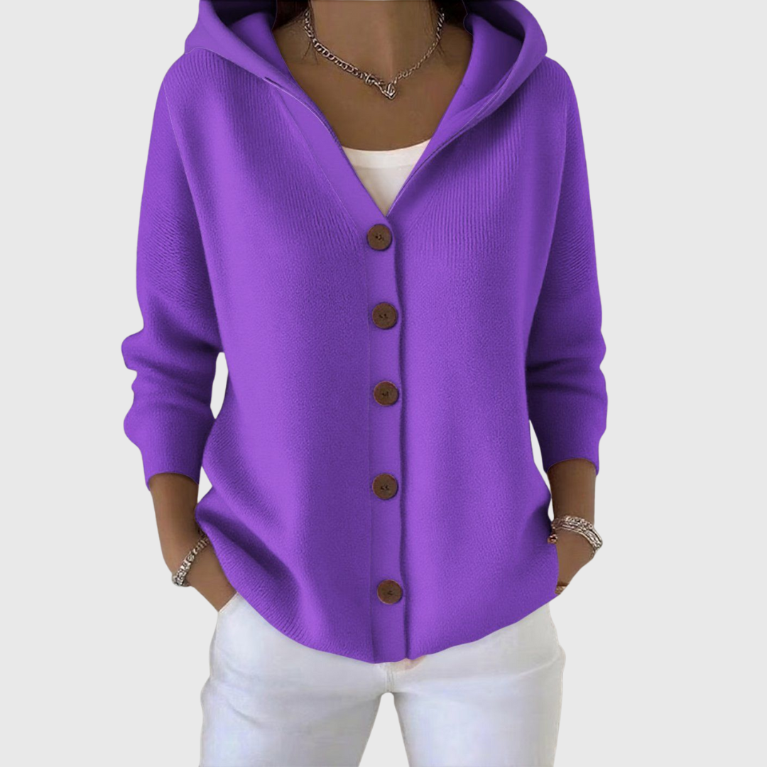 Women's Hooded Button-Down Cardigan Sweater