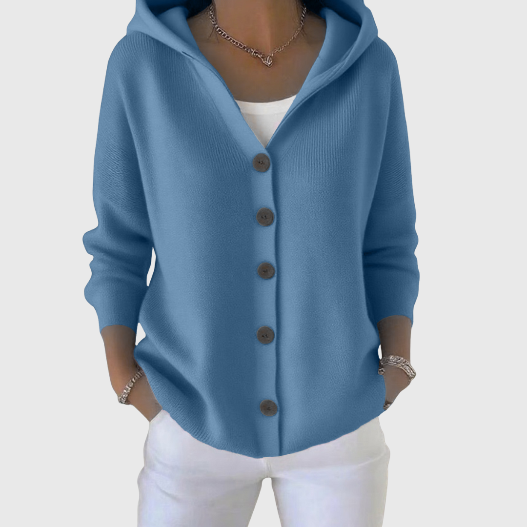 Women's Hooded Button-Down Cardigan Sweater