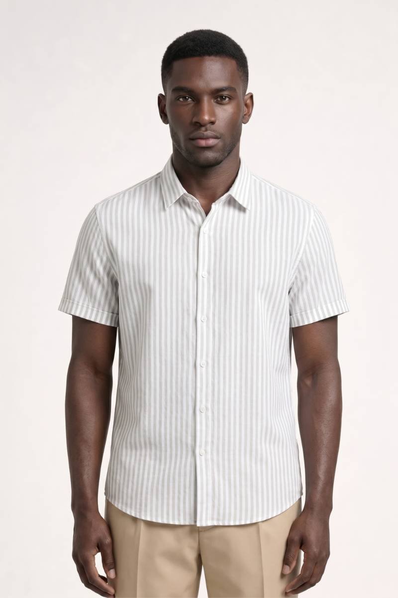 Men's Printed Button Front Shirt With Neat Collar