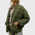 Women's Oversized Quilted Zip Bomber for Cool Weekends – Green