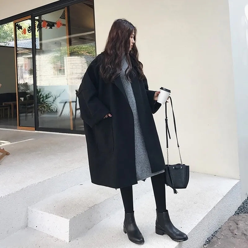 Women's Oversized Wool Blend Trench Coat – Relaxed