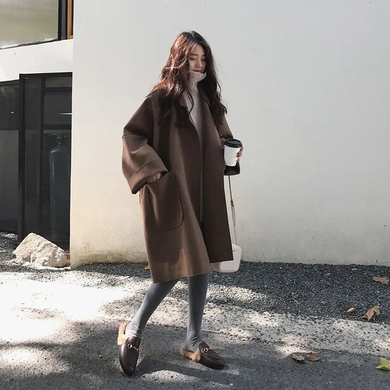 Women's Oversized Wool Blend Trench Coat – Relaxed