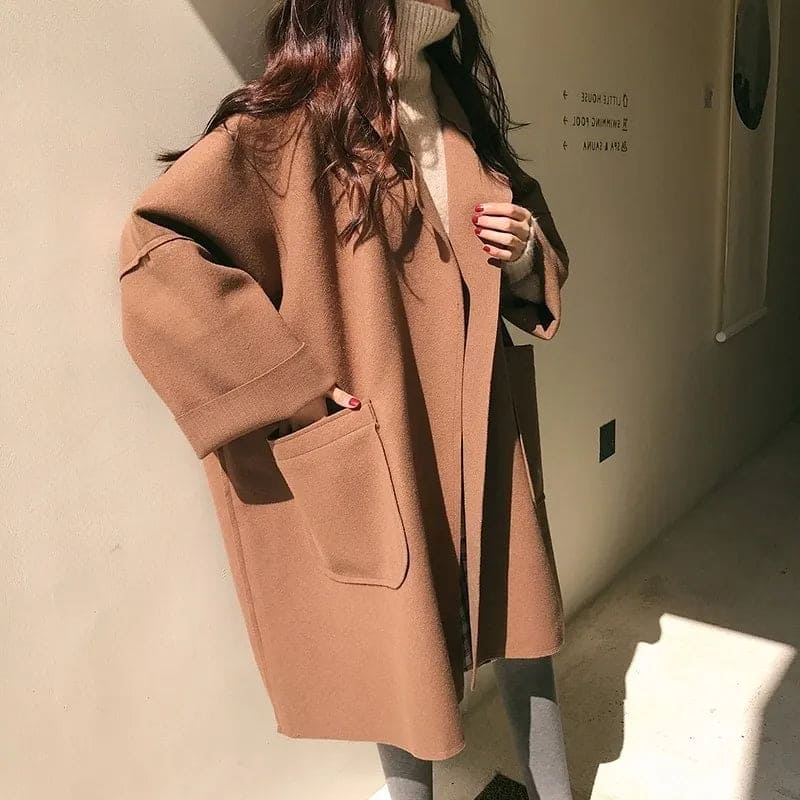 Women's Oversized Wool Blend Trench Coat – Relaxed