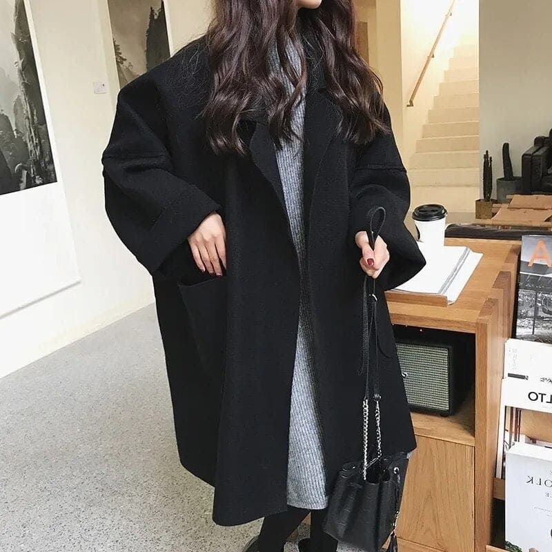 Women's Oversized Wool Blend Trench Coat – Relaxed
