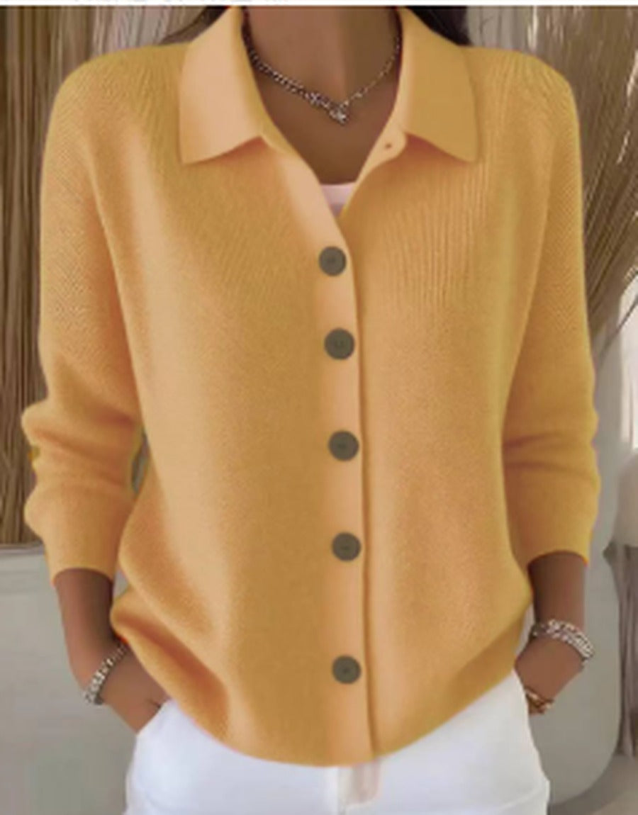 Women's Collared Button-Front Cardigan in Soft Knit