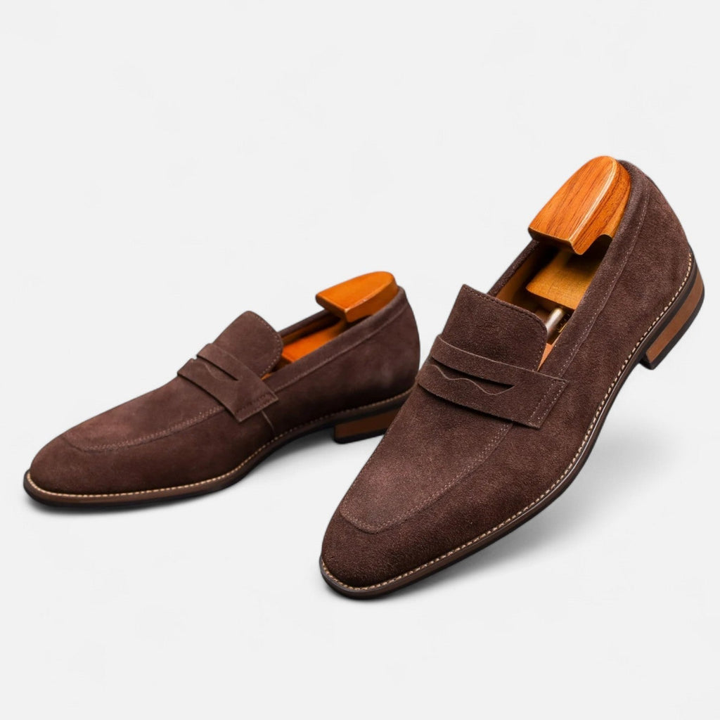 Men's Suede Penny Loafers Classic Smart Slip On Shoes