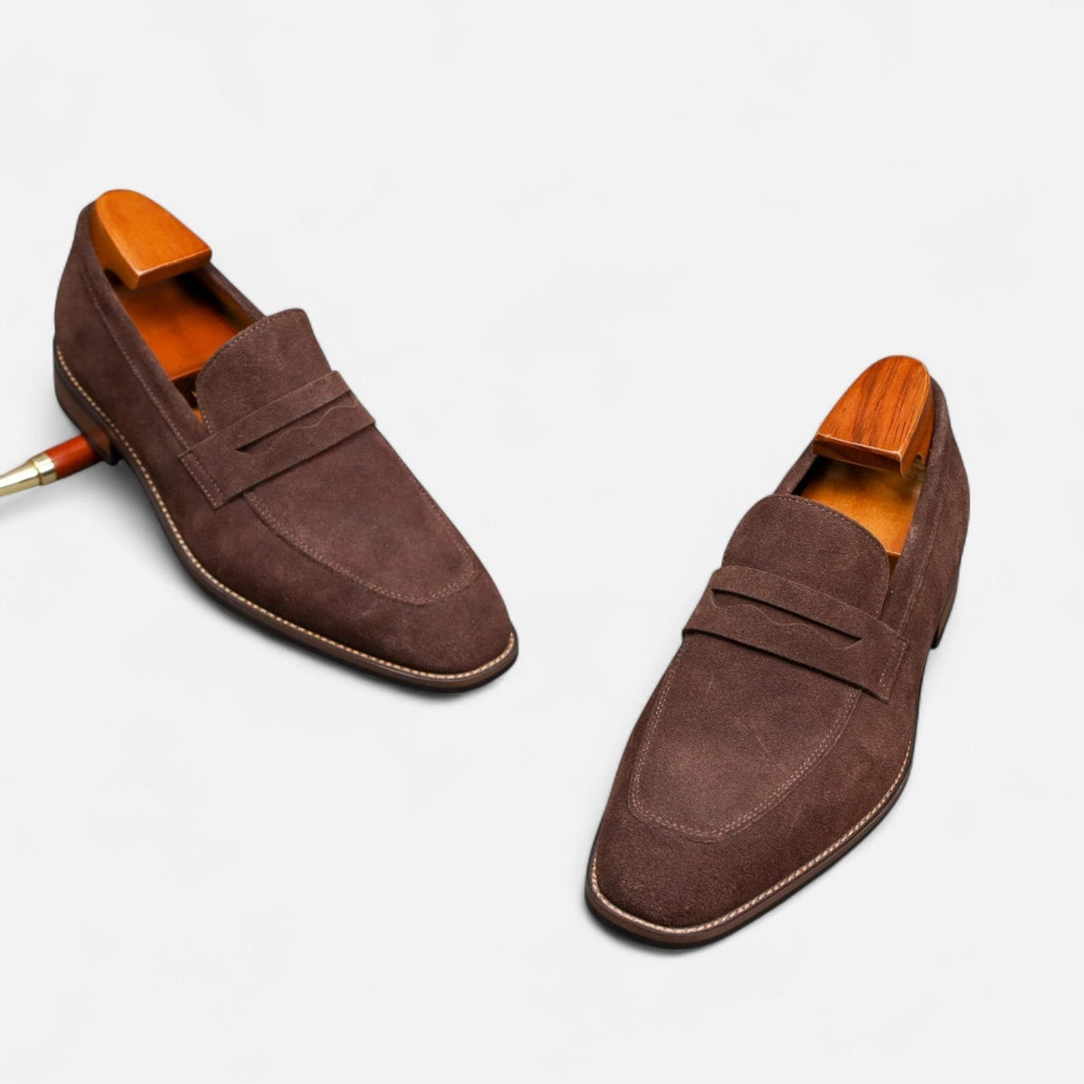 Men's Suede Penny Loafers Classic Smart Slip On Shoes