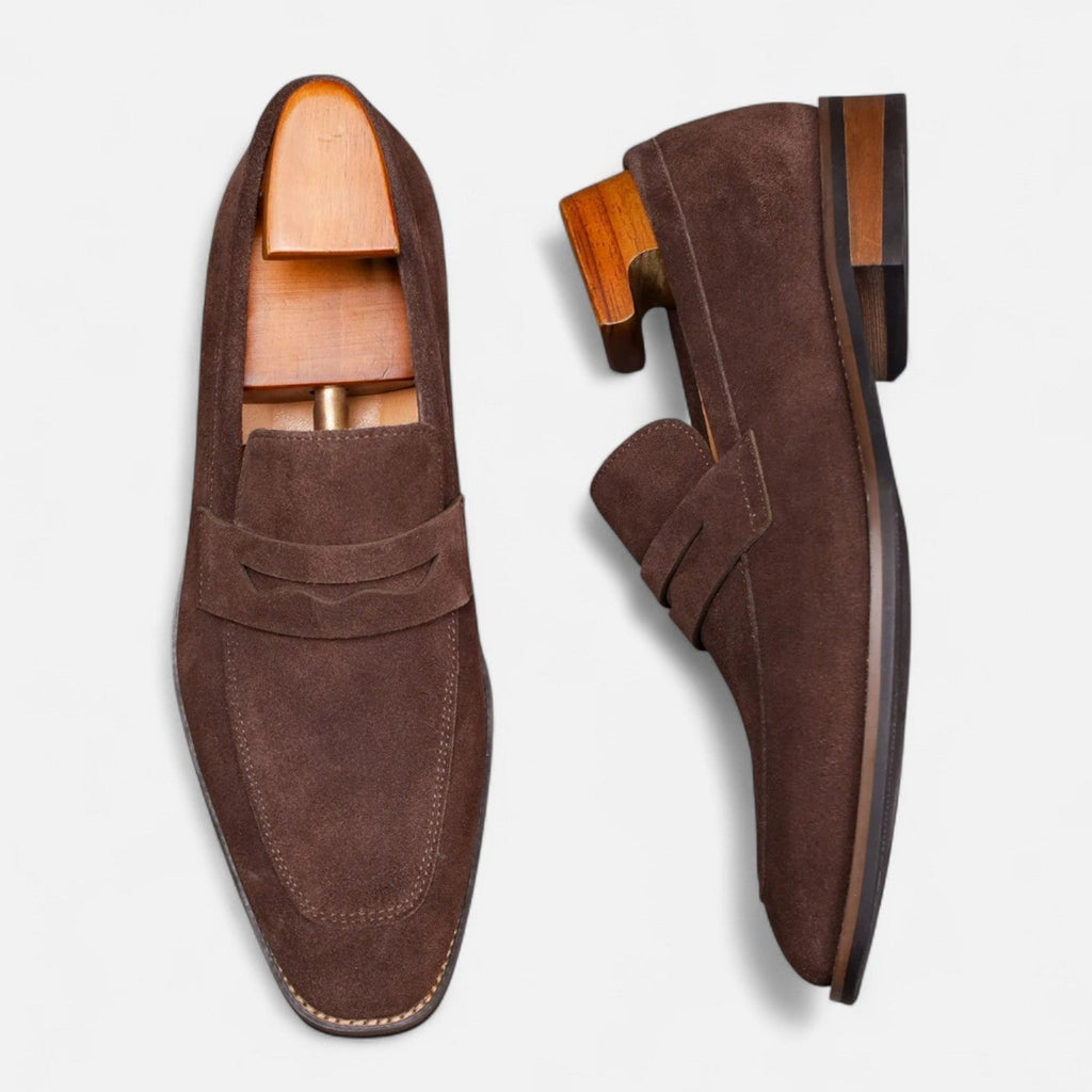 Men's Suede Penny Loafers Classic Smart Slip On Shoes
