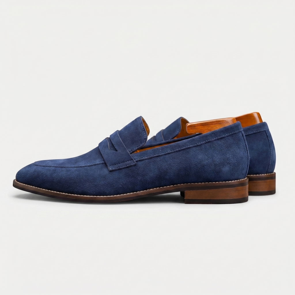 Men's Suede Penny Loafers Classic Smart Slip On Shoes