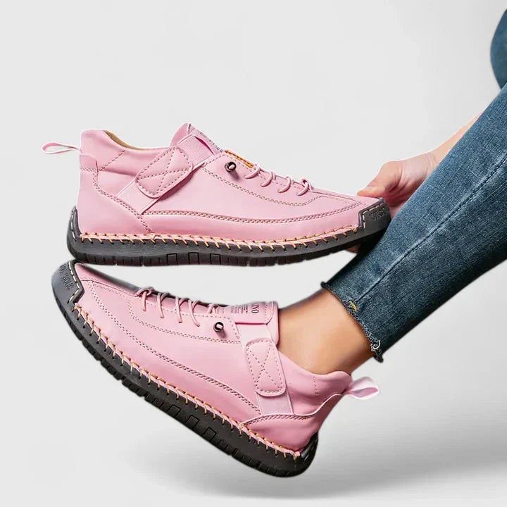 Women's Streamlined Soft-Step Everyday Walking Sneakers - Pink