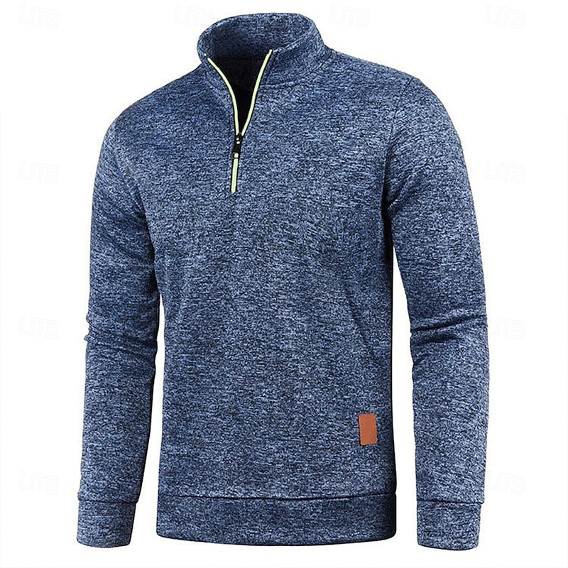 Men's Zip Collar Long Sleeve Tailored Polo
