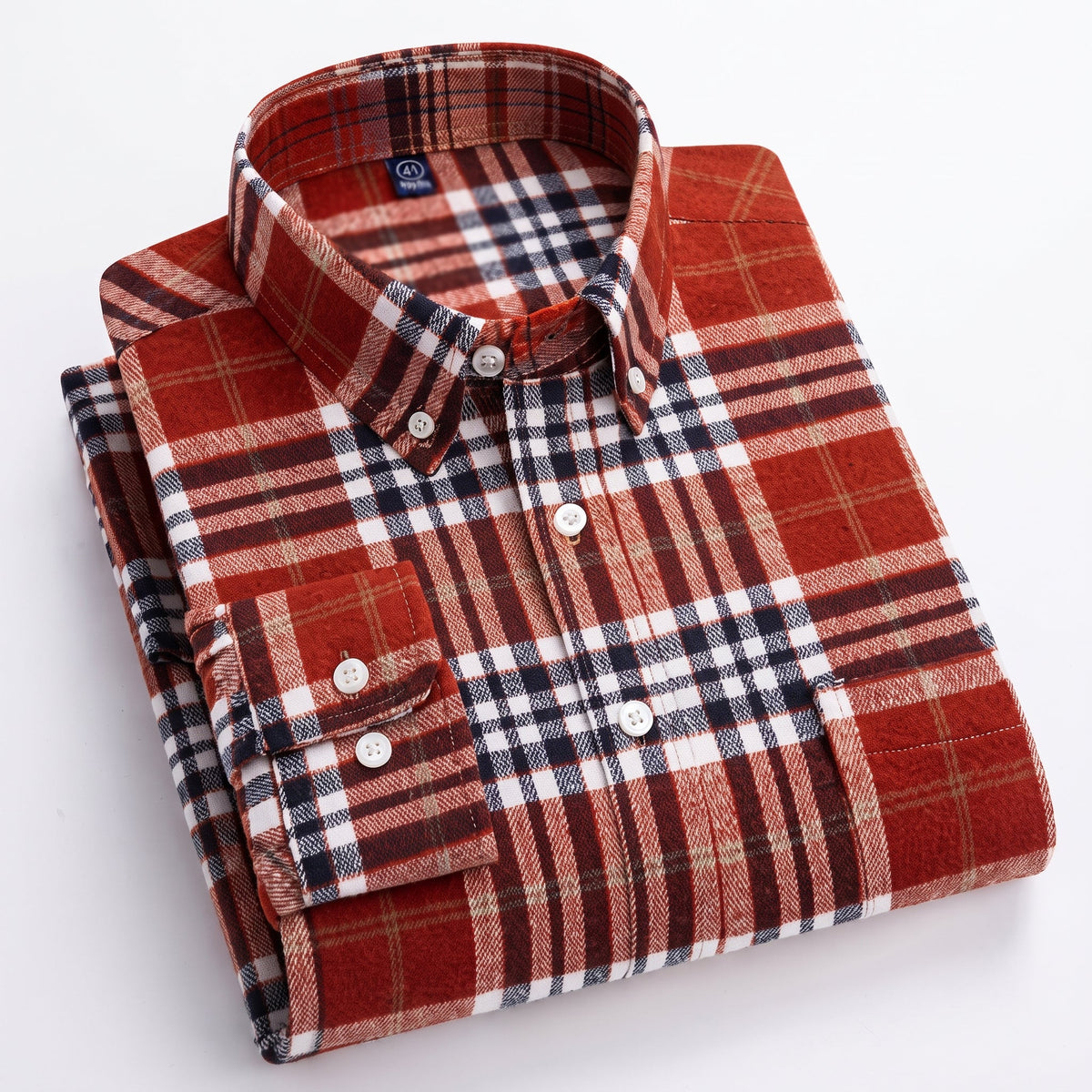 Men's Regular-Fit Long-Sleeve Plaid Button-Down Shirt - Red