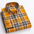 Men's Regular-Fit Long-Sleeve Plaid Button-Down Shirt - Mustard Yellow