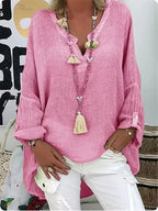 Women's Plus Size Women's V-Neck Blouse Long Sleeve Relaxed