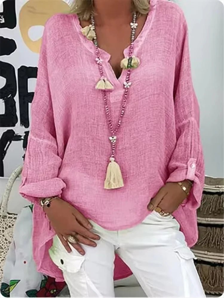 Women's Plus Size Women's V-Neck Blouse Long Sleeve Relaxed