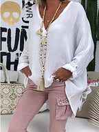 Women's Plus Size Women's V-Neck Blouse Long Sleeve Relaxed