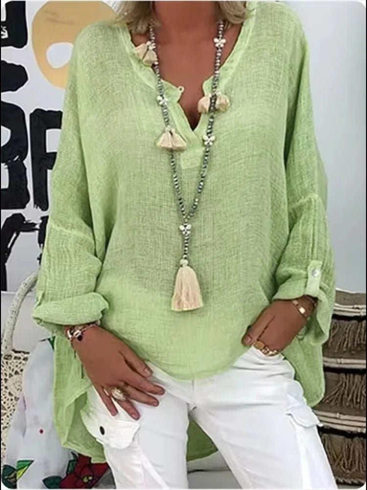 Women's Plus Size Women's V-Neck Blouse Long Sleeve Relaxed
