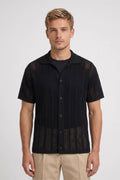 Men's Textured Mesh Knit Button Front Polo Shirt