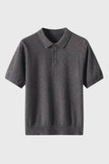 Men's Knitted Polo Shirt with Ribbed Hem
