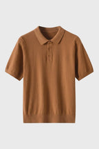 Men's Knitted Polo Shirt with Ribbed Hem