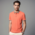 Men's Contrast Collar Polo Shirt Refined Smart Casual Style