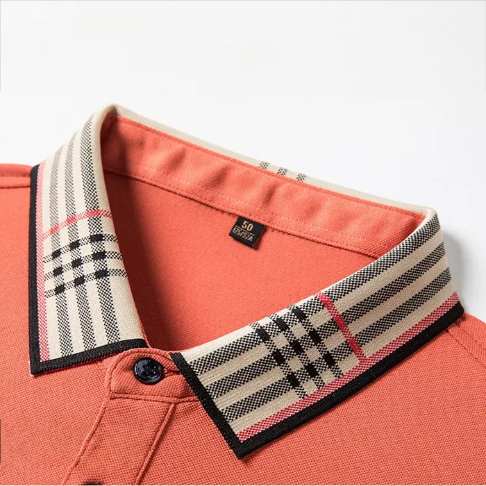 Men's Contrast Collar Polo Shirt Refined Smart Casual Style
