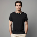Men's Contrast Collar Polo Shirt Refined Smart Casual Style