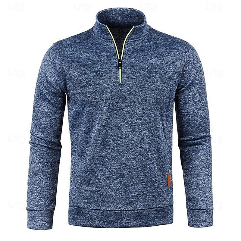 Men's Zip Collar Long Sleeve Tailored Polo