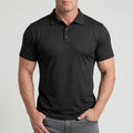 Men's Textured Stretch Polo Shirt Breathable Smart Casual Top