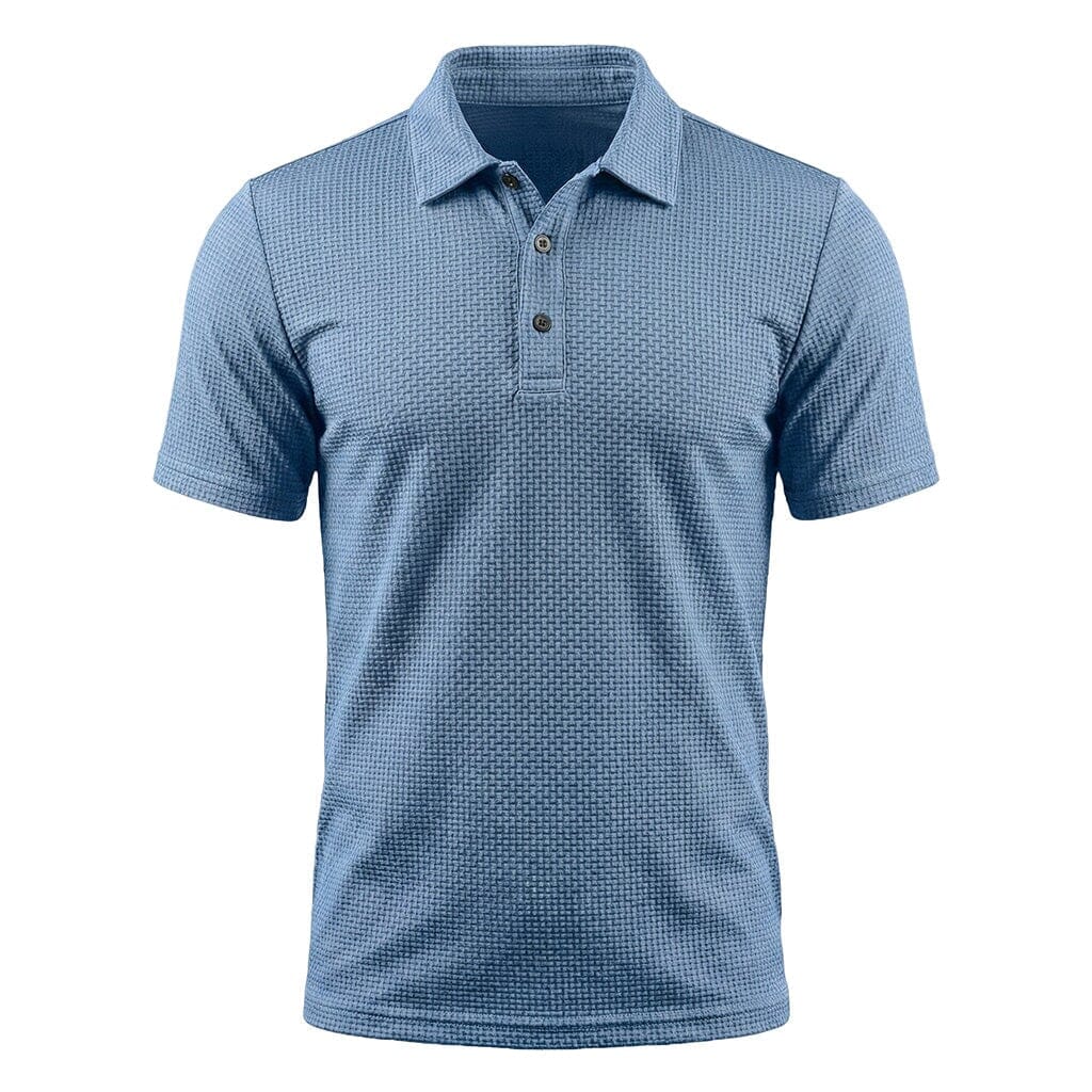 Men's Textured Stretch Polo Shirt Breathable Smart Casual Top