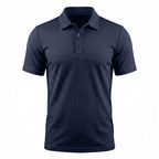 Men's Textured Stretch Polo Shirt Breathable Smart Casual Top
