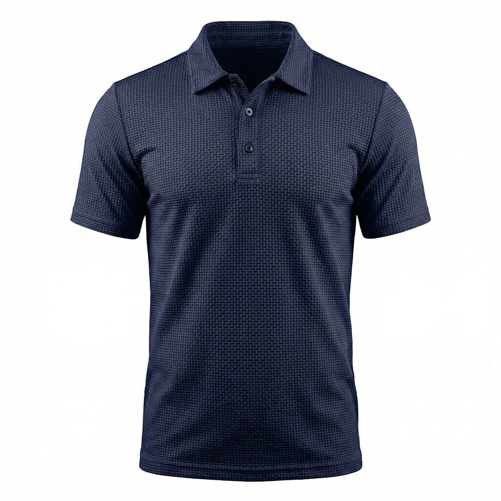Men's Textured Stretch Polo Shirt Breathable Smart Casual Top
